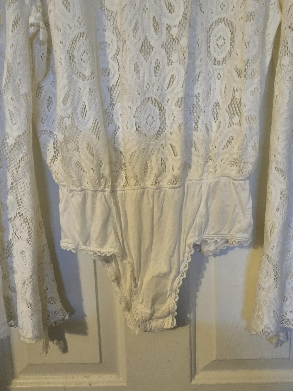 Free People Better With Time Long Bell Sleeve Lace Bodysuit - Ivory